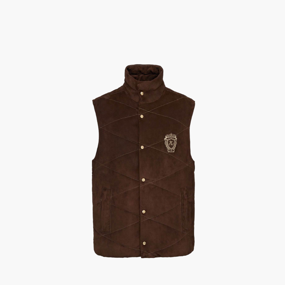 Brown Suede Mink Fur Gilet ANGELO GALASSO