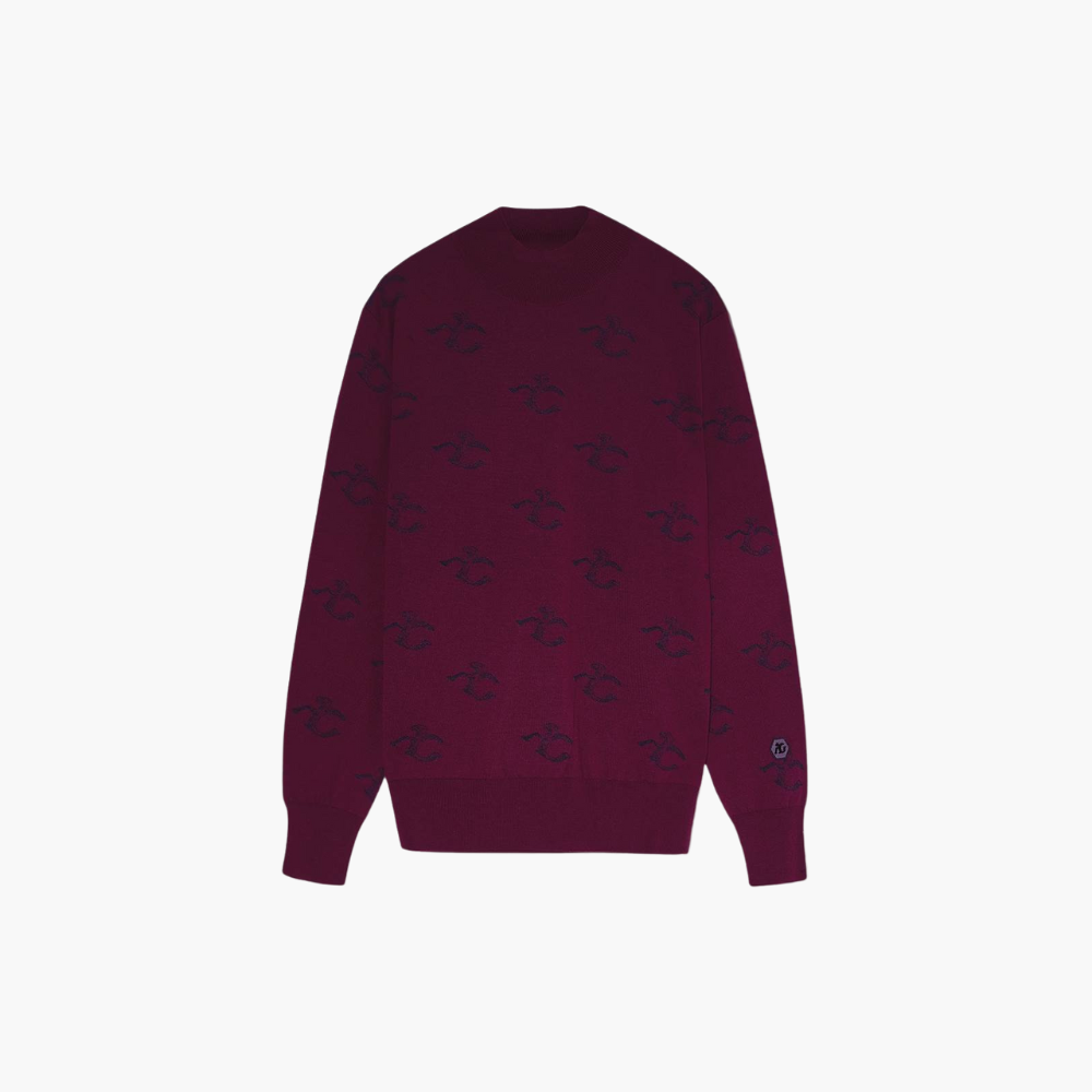 Burgundy Wool & Cashmere Monogram Turtle Neck - A21MR07002
