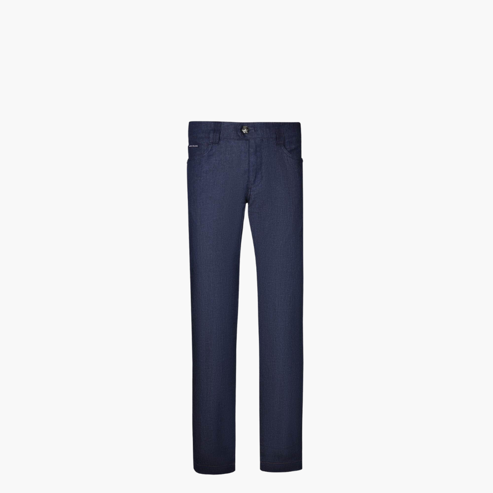 Blue & Silver Cotton Jeans with Shield - Z21MR0401F
