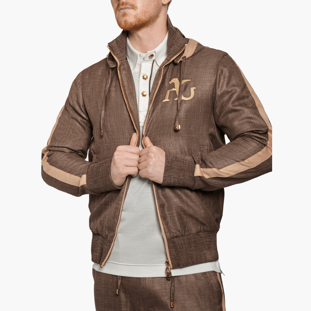 Brown Tracksuit with AG Logo - Angelo Galasso - Luxury Italian Menswear London