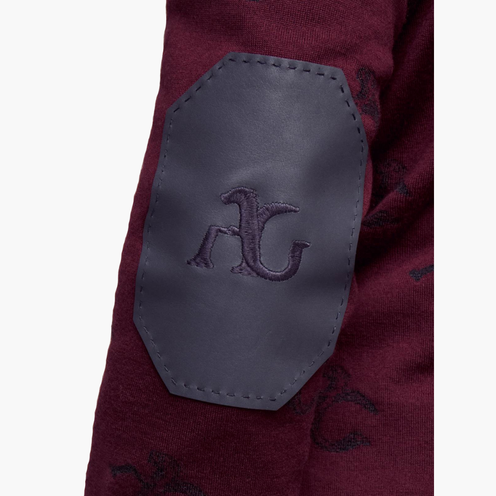Burgundy Wool & Cashmere Monogram Cardigan -A21MR07001