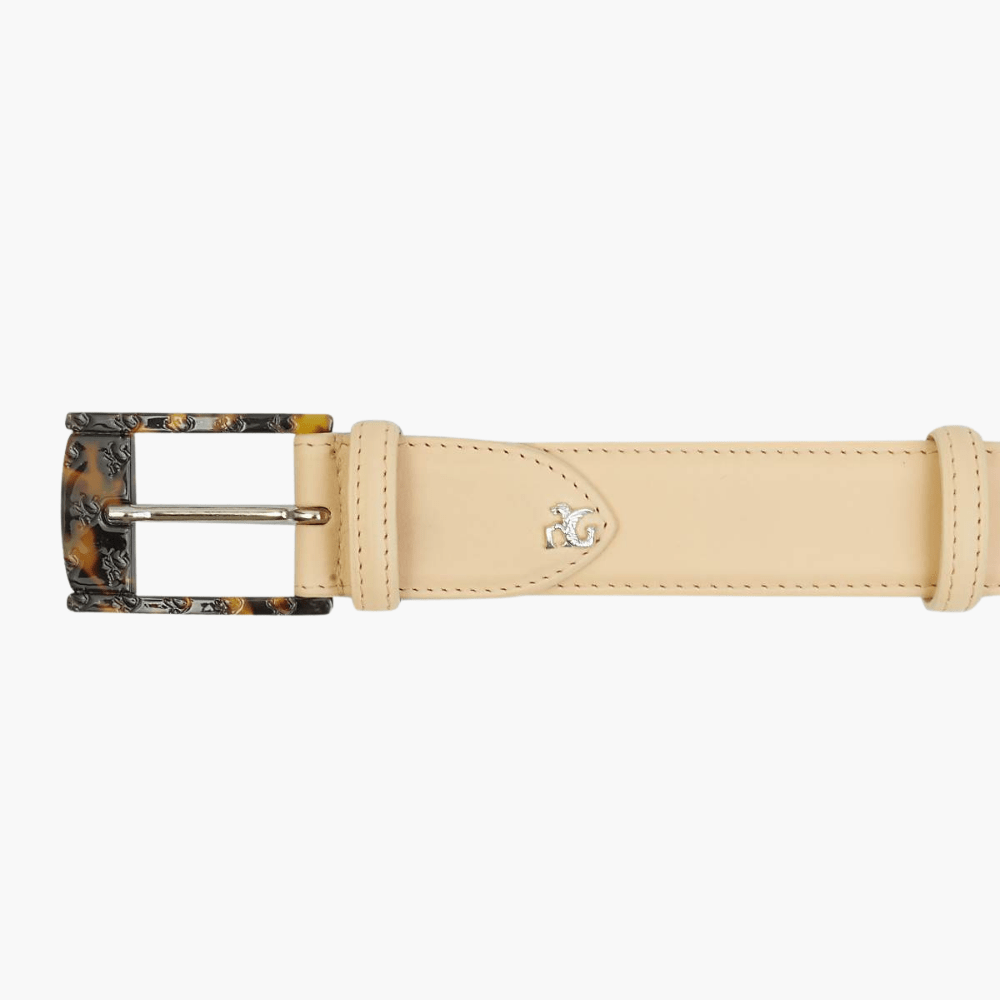 Sand Beige Calfskin Belt - Angelo Galasso - Luxury Italian Menswear London