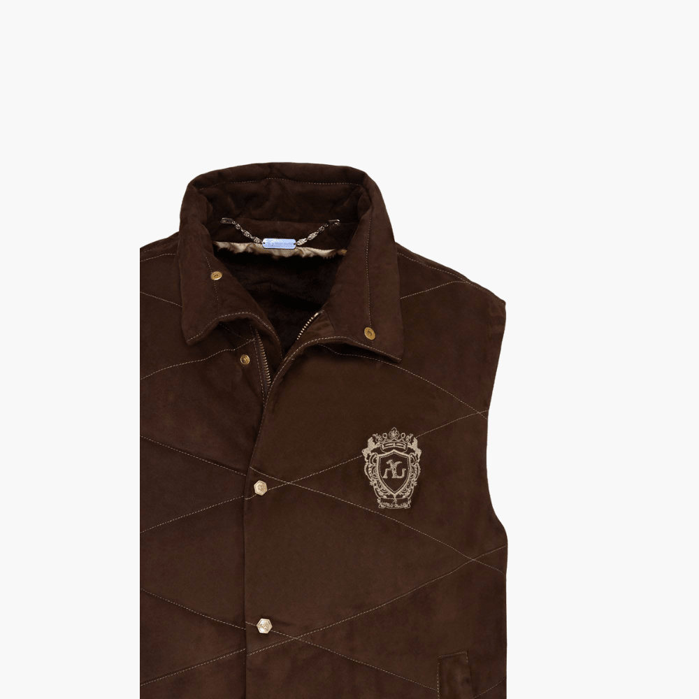 Brown Suede Mink Fur Gilet - Angelo Galasso - Luxury Italian Menswear London