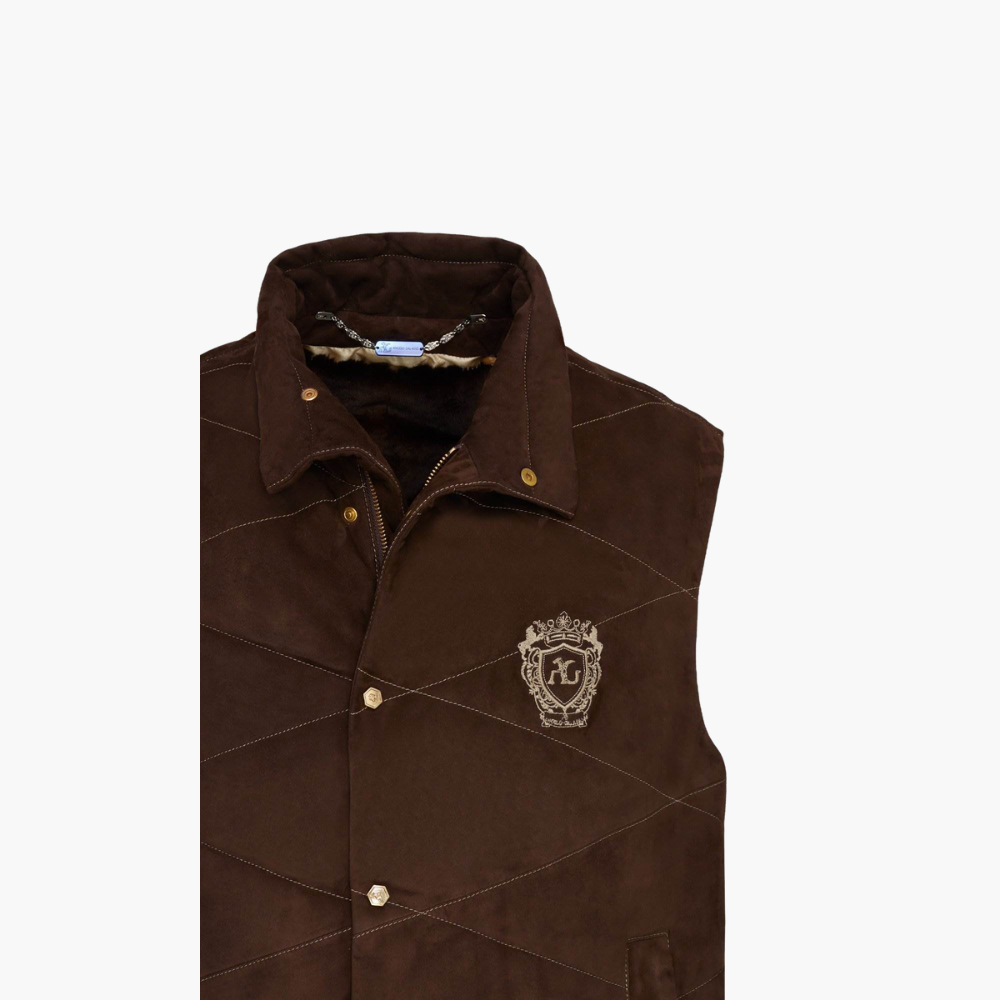 Brown Suede Mink Fur Gilet ANGELO GALASSO
