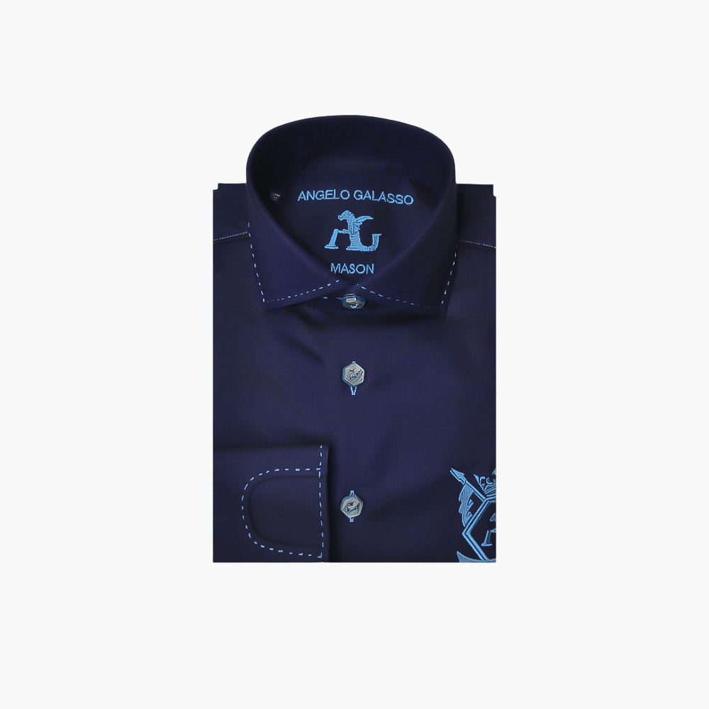Blue Watch Cuff Mason Shirt - Angelo Galasso - Luxury Italian Menswear London