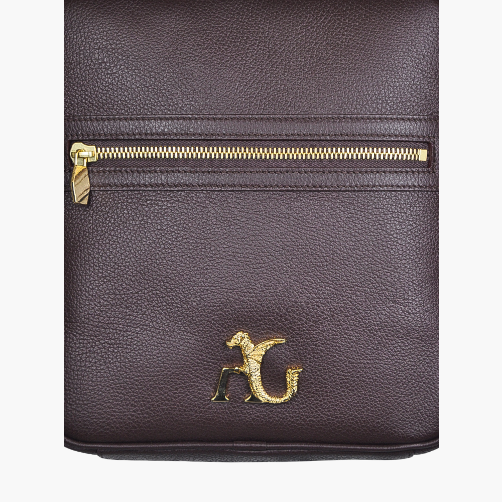 Brown Dollarino Leather Messenger Bag - AG23WBMES01