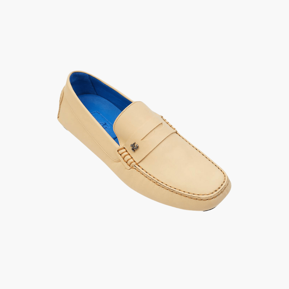 Beige Calfskin Driver Shoes - Angelo Galasso - Luxury Italian Menswear London