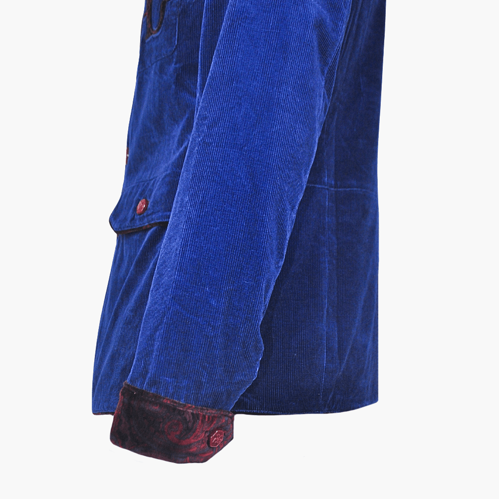 Blue Corduroy Sahariana Jacket - Angelo Galasso - Luxury Italian Menswear London