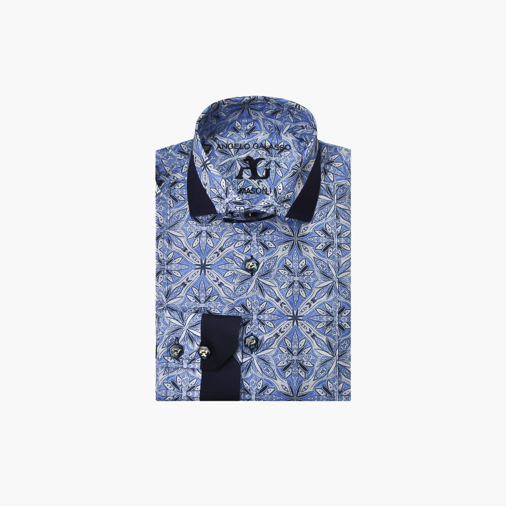 Blue Floral Print Mason Shirt