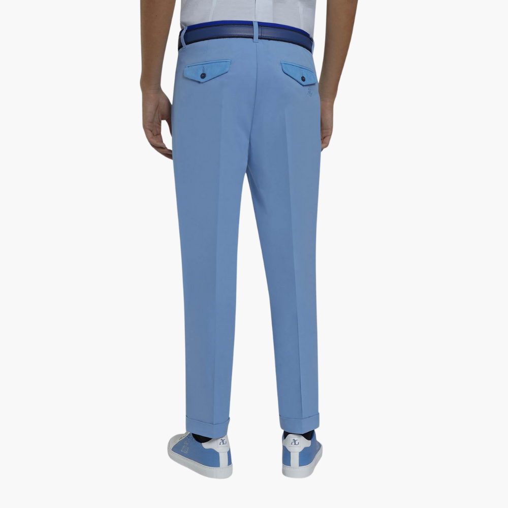 Light Blue Double Pleat Chinos - A11MR2507F