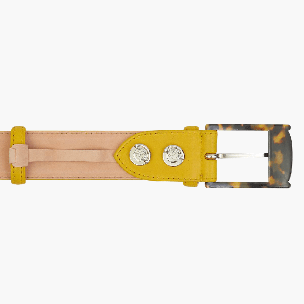 Yellow Calfskin Belt - Angelo Galasso - Luxury Italian Menswear London
