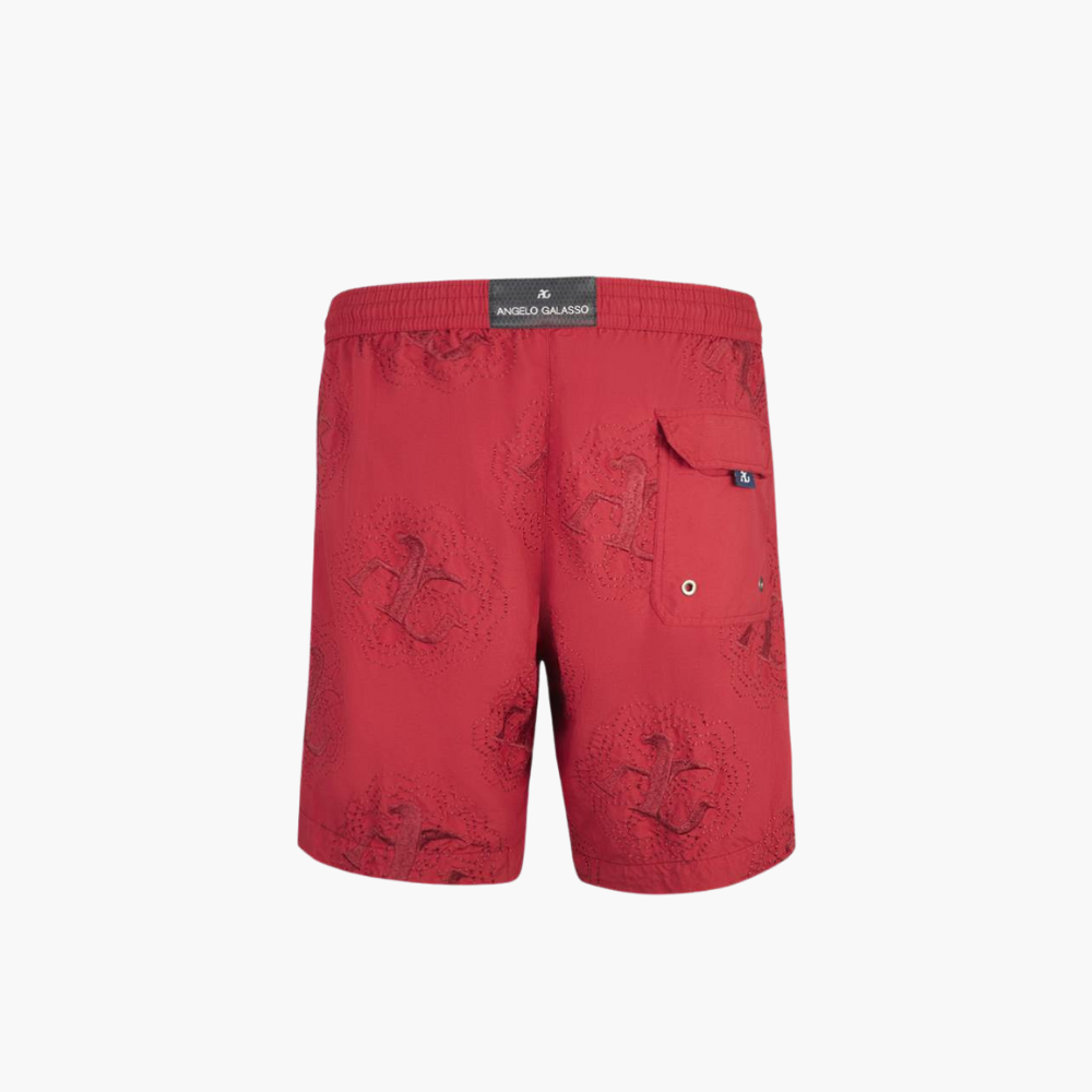 Red Swimming Shorts with Flower - AG18SQSWI2