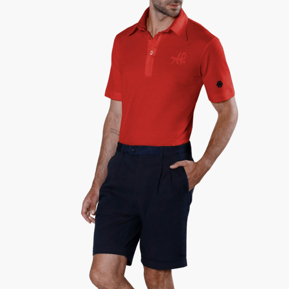 Red Signature Logo Polo - Angelo Galasso - Luxury Italian Menswear London