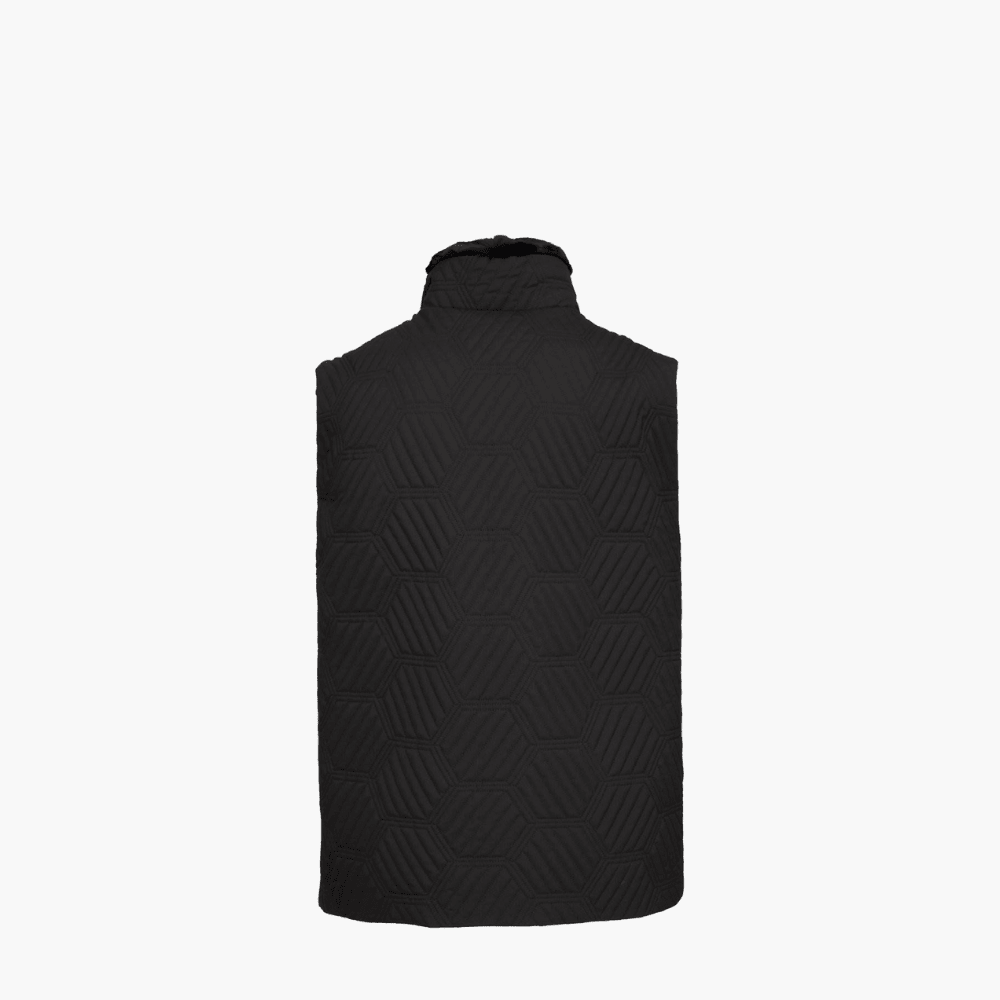 Black Hexagon Gilet With Fur Collar - Angelo Galasso - Luxury Italian Menswear London