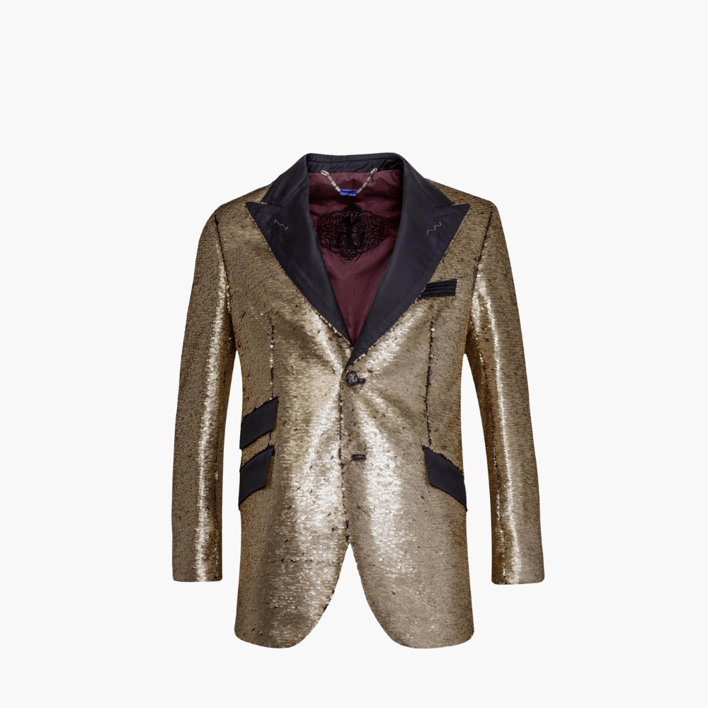 Gold Sequins Blazer - Angelo Galasso - Luxury Italian Menswear London