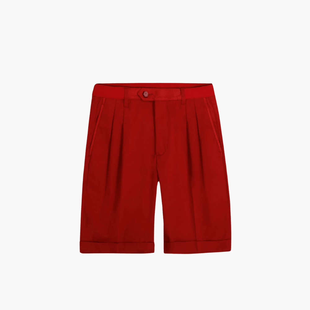 Red Cotton Summer Bermuda - Angelo Galasso - Luxury Italian Menswear London