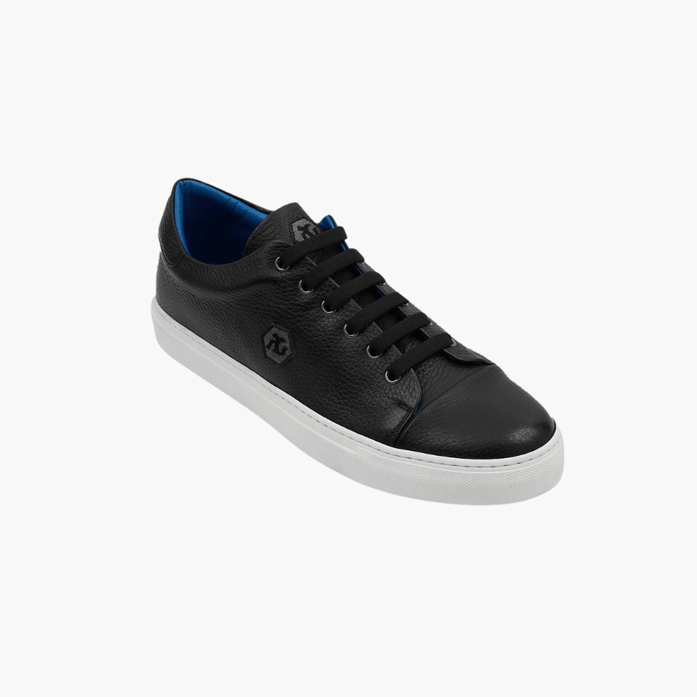 Black Deer Leather Trainers - Angelo Galasso - Luxury Italian Menswear London