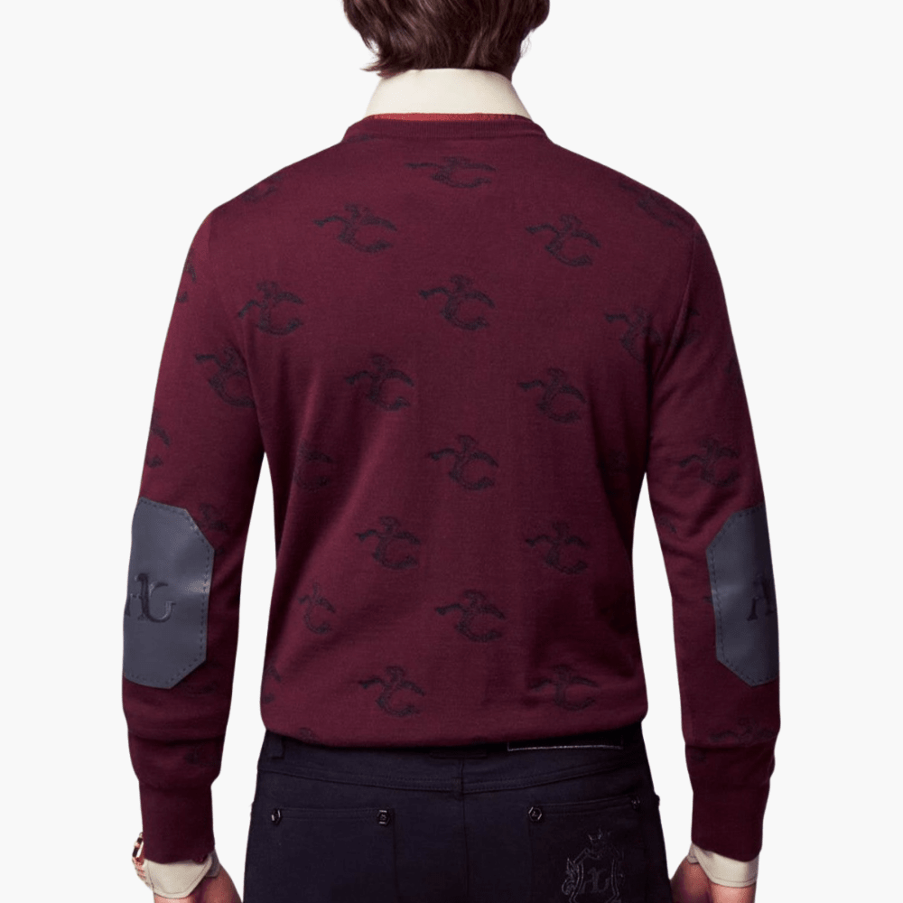 Burgundy Wool & Cashmere Monogram Cardigan - Angelo Galasso - Luxury Italian Menswear London