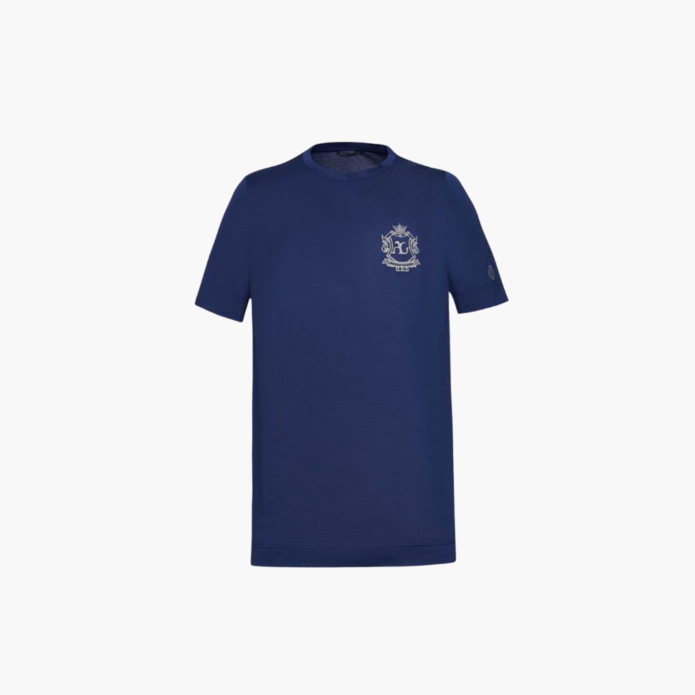 Blue & Silver Cotton Shield T-Shirt -