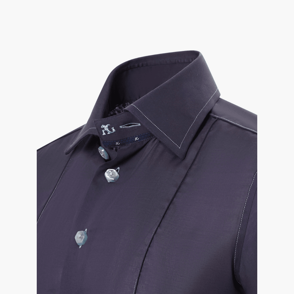 Navy Blue Corleone Shirt - Angelo Galasso - Luxury Italian Menswear London
