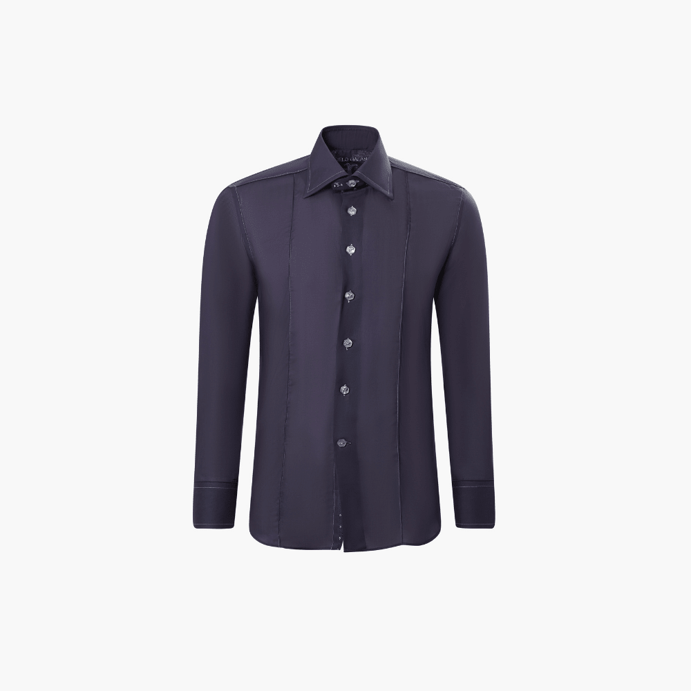 Navy Blue Corleone Shirt - Angelo Galasso - Luxury Italian Menswear London