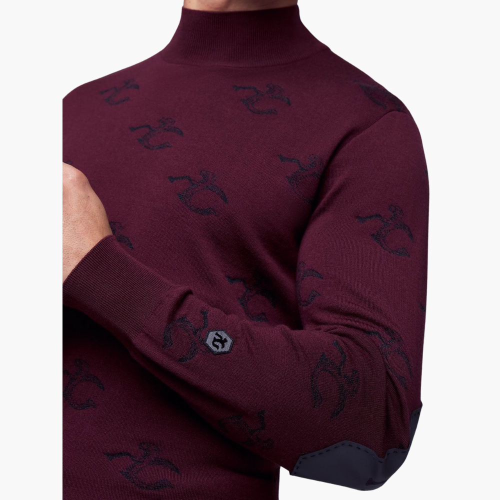 Burgundy Wool & Cashmere Monogram Turtle Neck - A21MR07002