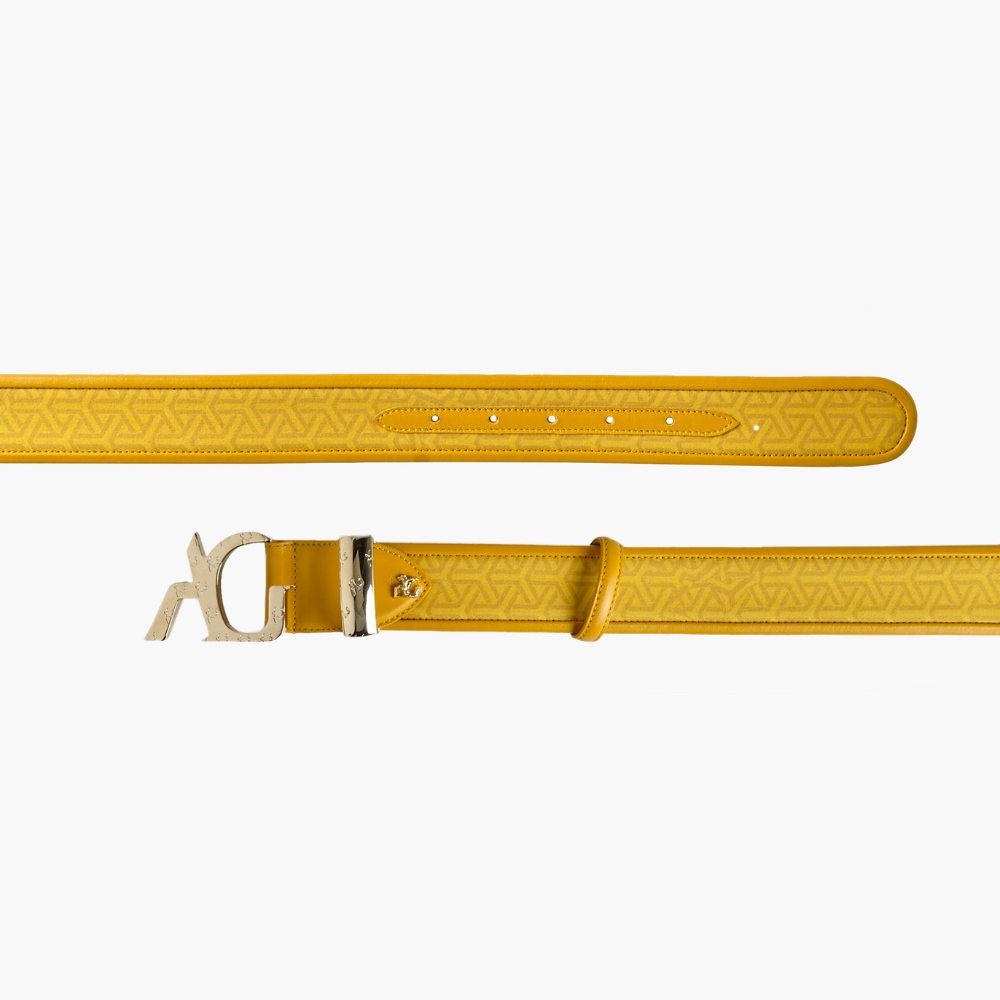 Yellow Geometric Printed Belt - B11MA01005