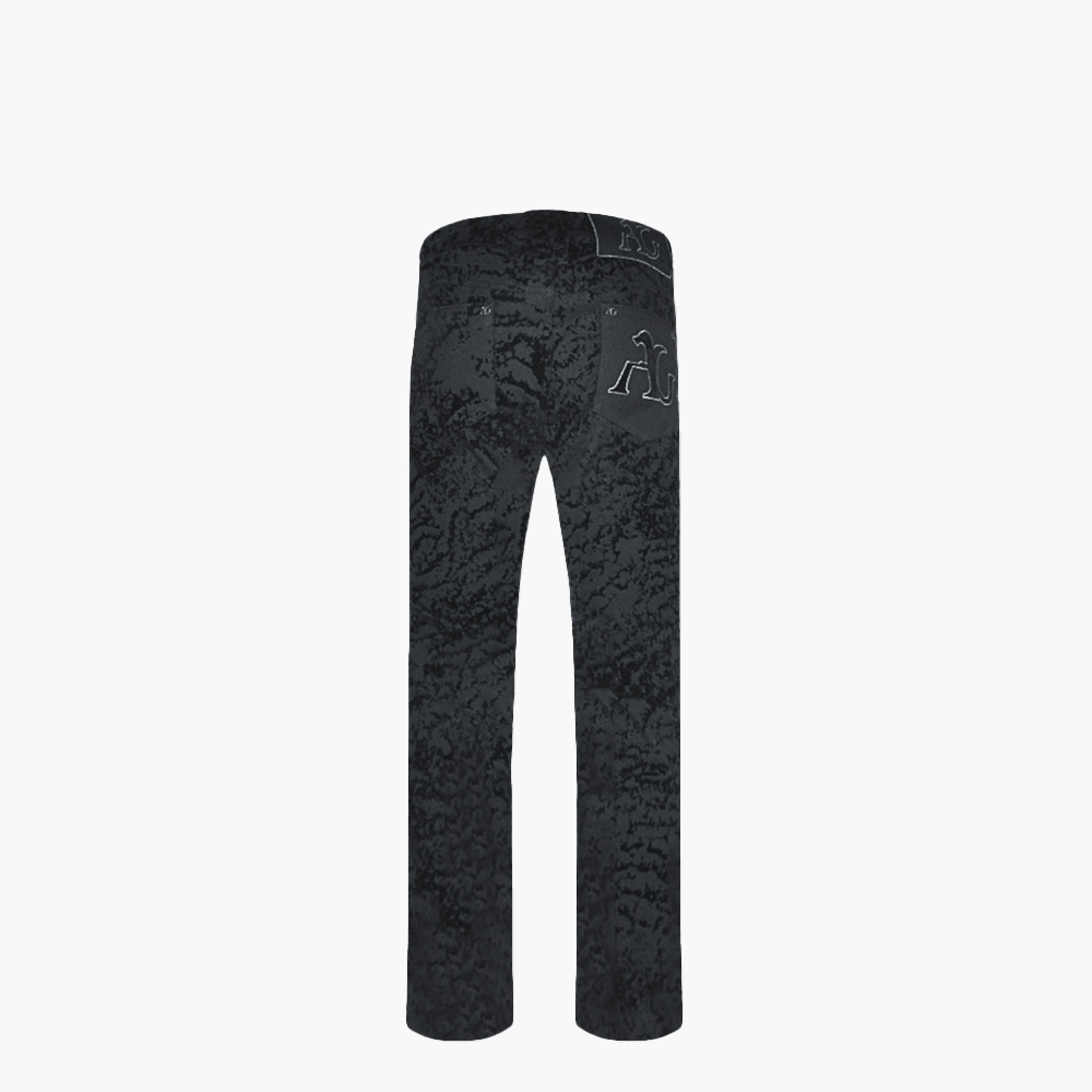 Jet Black Flocked AG Denim - Angelo Galasso - Luxury Italian Menswear London