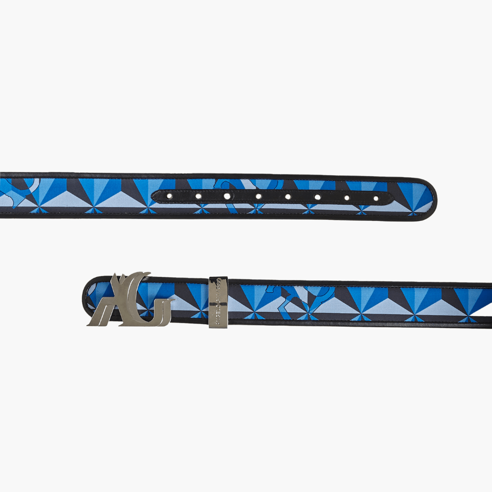 Printed Cotton Belt with Double AG Gold Buckle - Angelo Galasso - Luxury Italian Menswear London