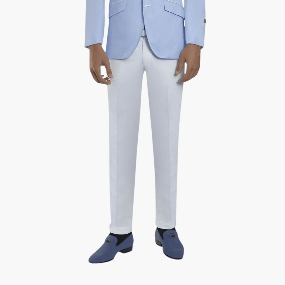 White Regular Chinos - Angelo Galasso - Luxury Italian Menswear London