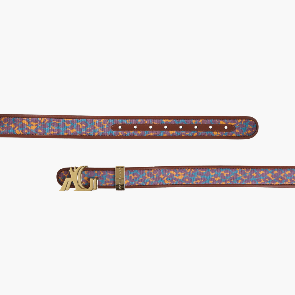 Spotted Printed Cotton Belt with AG Gold Buckle - Angelo Galasso - Luxury Italian Menswear London