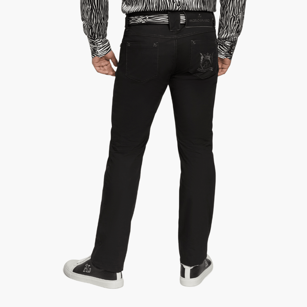Black & Silver Cotton Jeans with Hexagon Crest - Angelo Galasso - Luxury Italian Menswear London