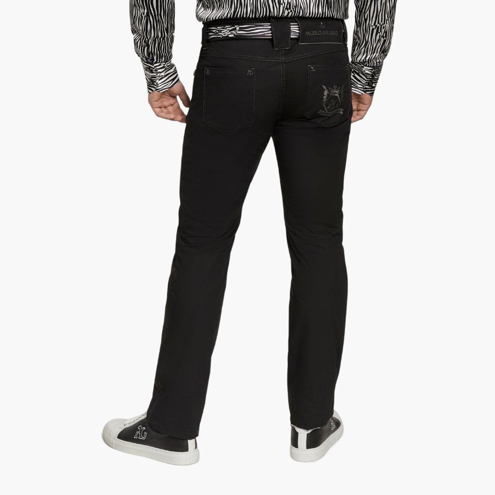 Black & Silver Cotton Jeans with Hexagon Crest - Z21MR0406C
