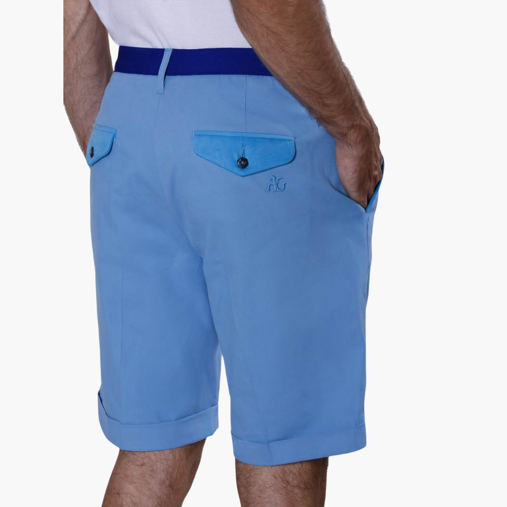 Light Blue Cotton Summer Bermuda - A11MR2601F