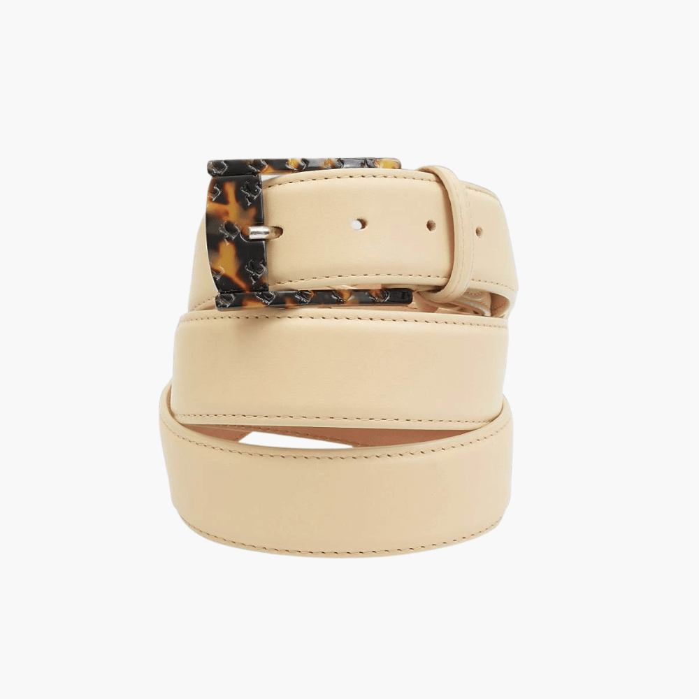 Sand Beige Calfskin Belt - Angelo Galasso - Luxury Italian Menswear London