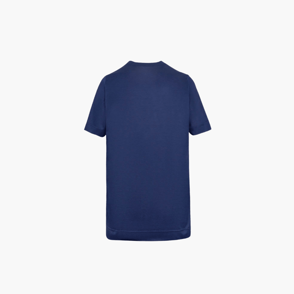 Blue & Black Cotton T-Shirt with Hexagon Crest - Angelo Galasso - Luxury Italian Menswear London