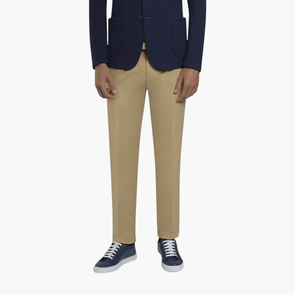 Beige Drawstring Chinos - A11MR2501F