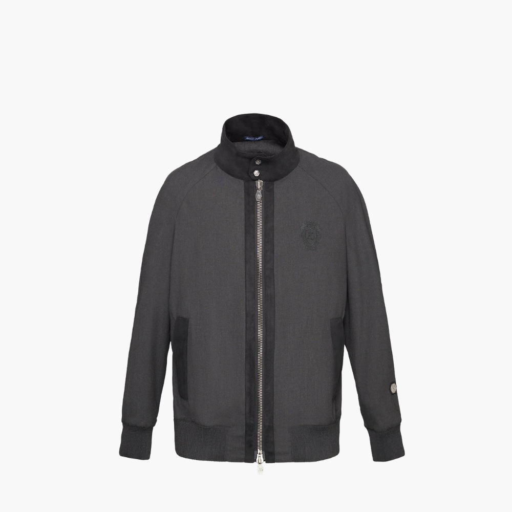 Grey Bomber Jacket with Araldica Logo - 20S4VUO02