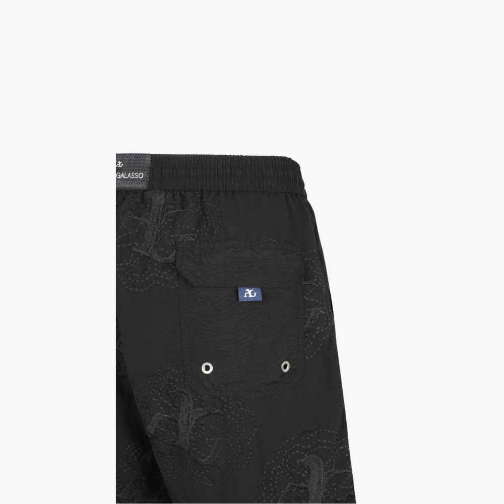 Black Swimming Shorts with Flower - AG18SQSWI2