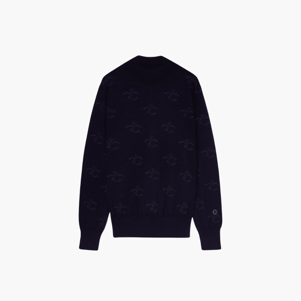 Black Wool & Cashmere Monogram Turtle Neck - Angelo Galasso - Luxury Italian Menswear London