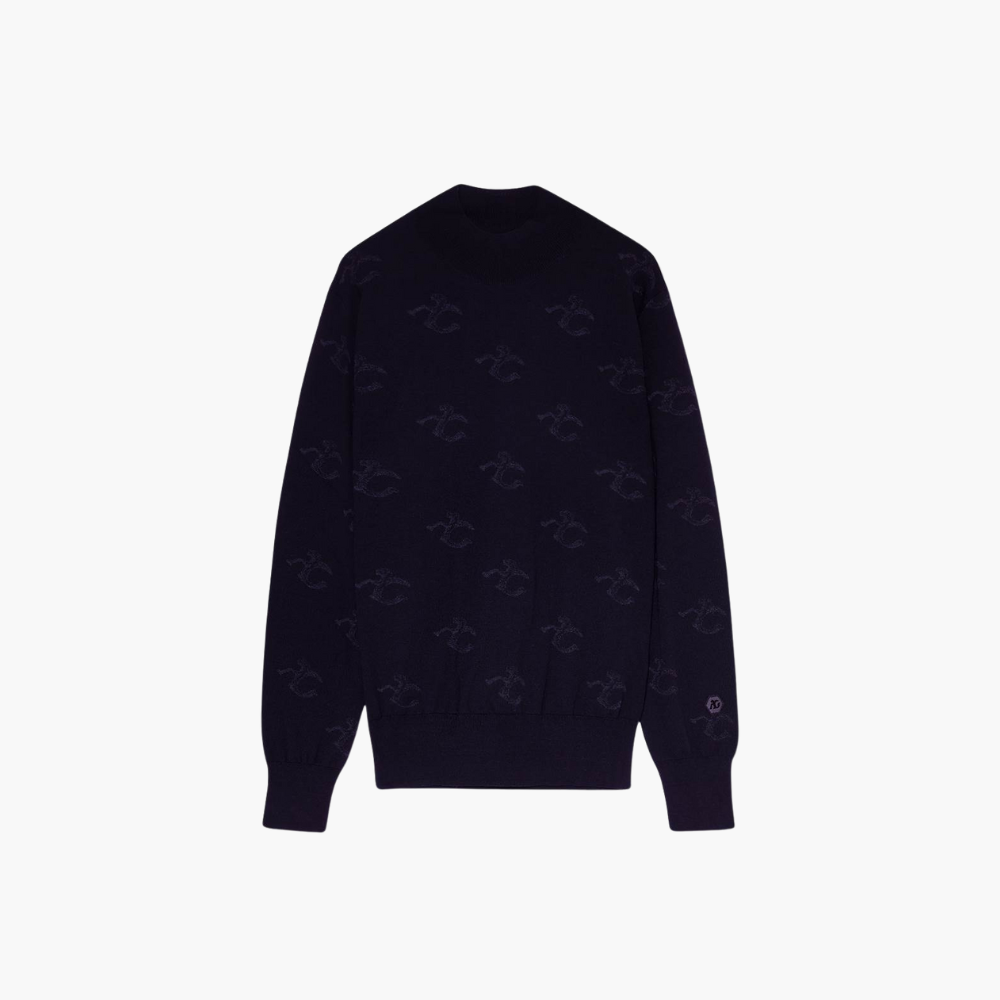 Black Wool & Cashmere Monogram Turtle Neck - A21MR07002