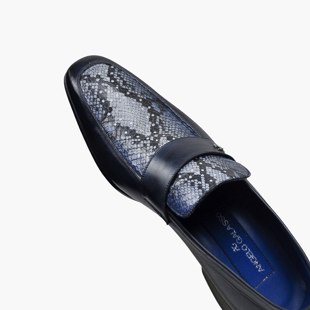 Blue Snake Moccasin - Angelo Galasso - Luxury Italian Menswear London