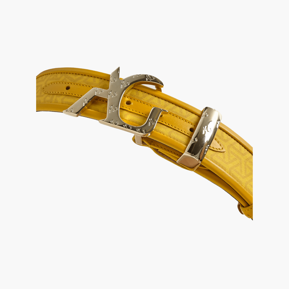 Yellow Geometric Printed Belt - Angelo Galasso - Luxury Italian Menswear London