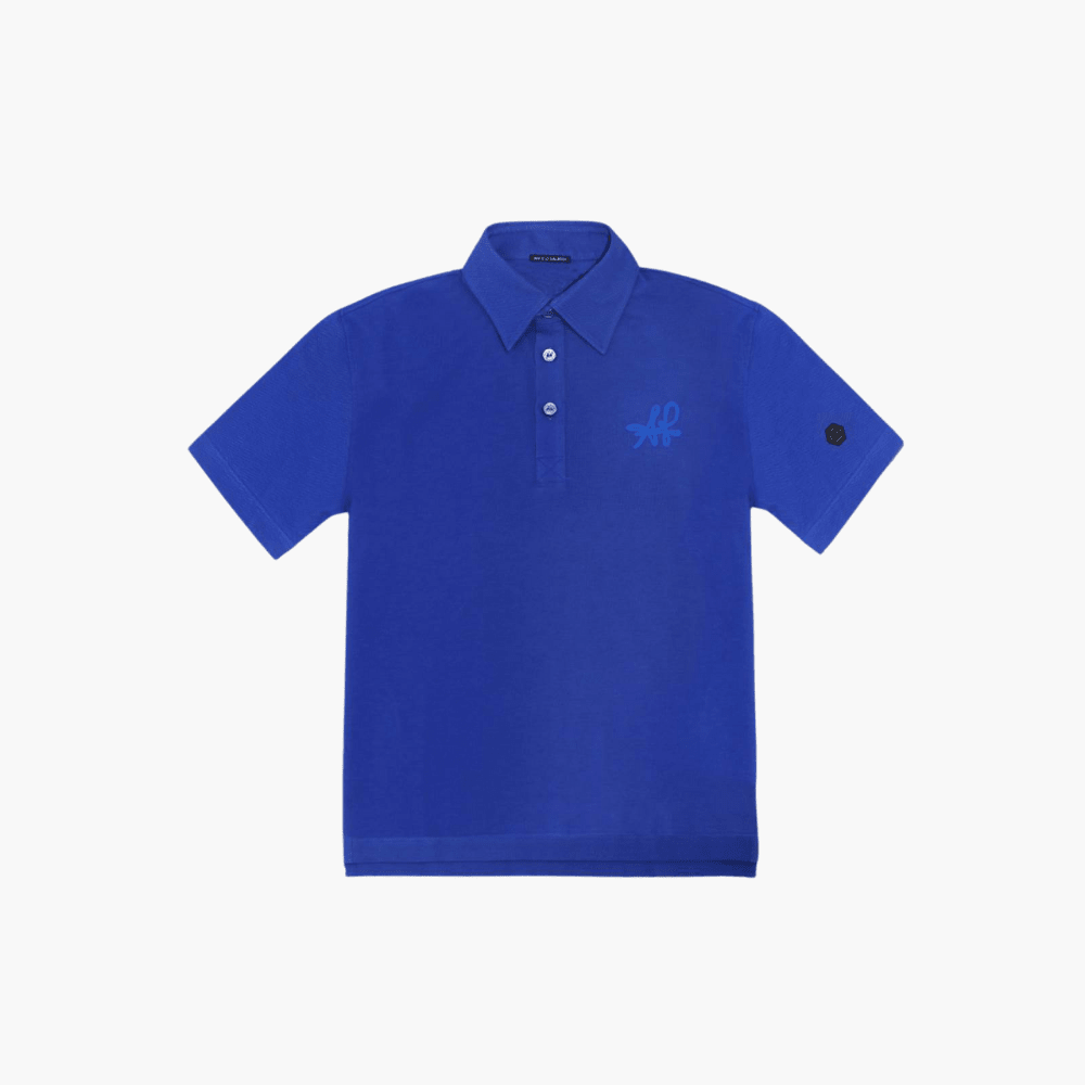 Blue Signature Logo Polo - Angelo Galasso - Luxury Italian Menswear London