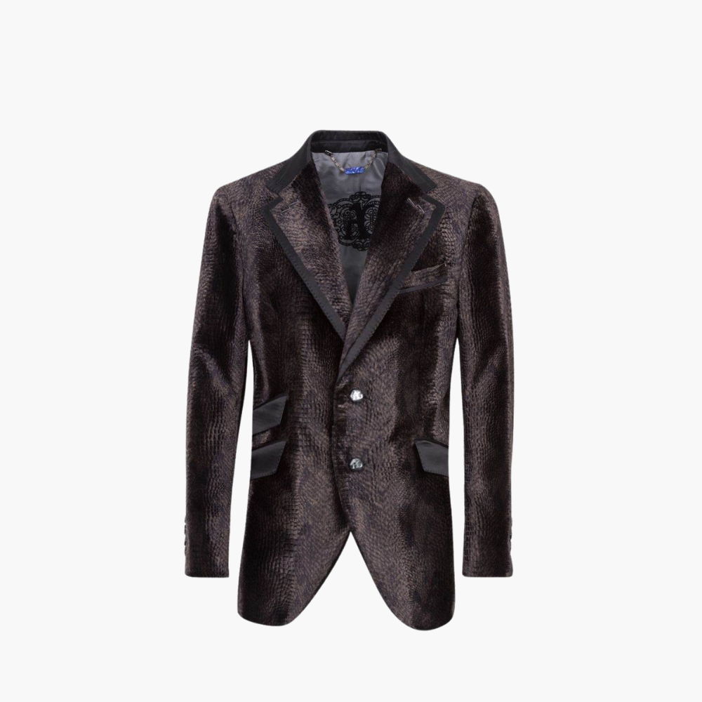 Brown Velvet Embossed Blazer - 18W2RIV09F