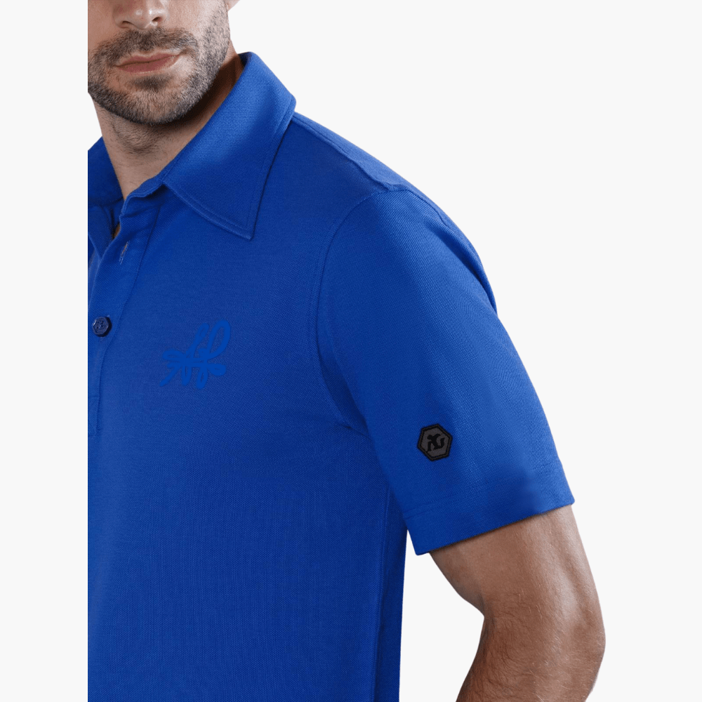 Blue Signature Logo Polo - Angelo Galasso - Luxury Italian Menswear London
