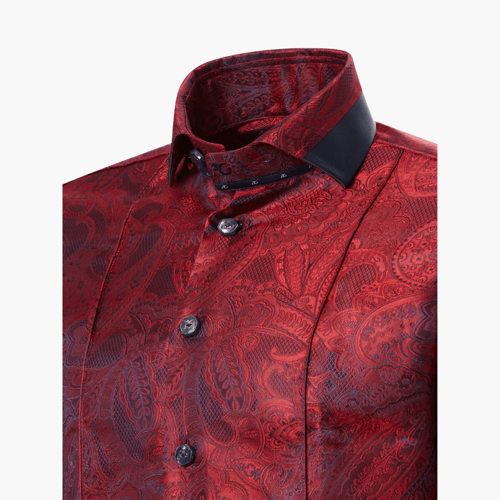 Angelo Galasso Red Paisley Mason Shirt - Angelo Galasso - Luxury Italian Menswear London