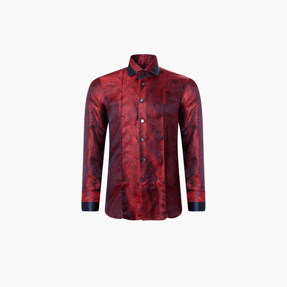 Angelo Galasso Red Paisley Mason Shirt - Angelo Galasso - Luxury Italian Menswear London