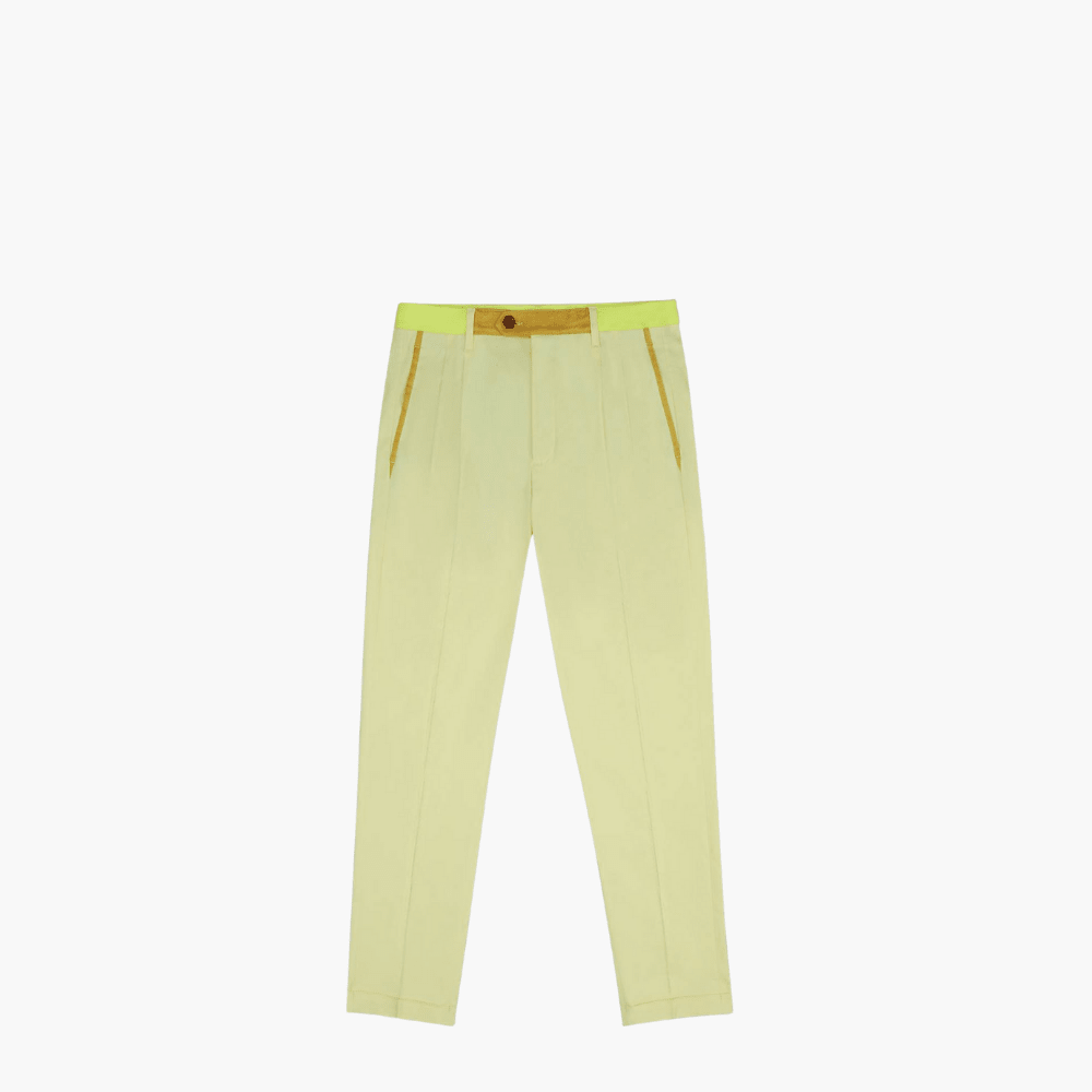 Yellow Double Pleat Chinos - Angelo Galasso - Luxury Italian Menswear London