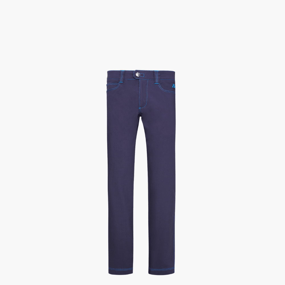 Blue & Royal Blue Cotton Jeans with Shield - Angelo Galasso - Luxury Italian Menswear London